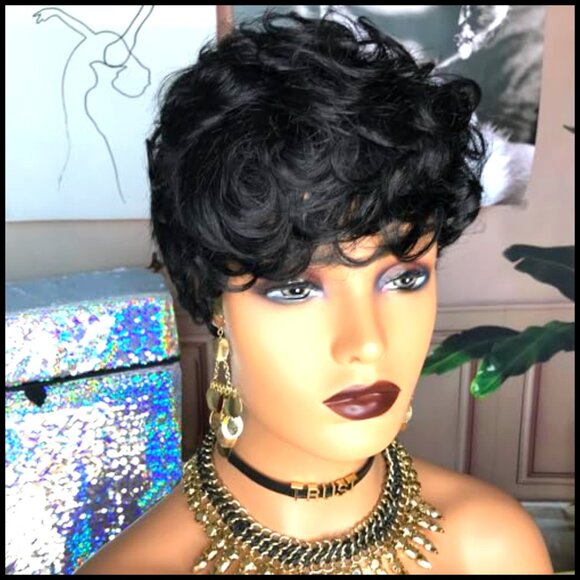 Short Curly Pixie Cut Wig Human Hair Glueless Natural Daily Wear Adjustable main image 5